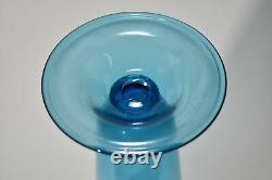 STEUBEN Celeste Blue Vase with Clear Handles 9 3/4 Tall