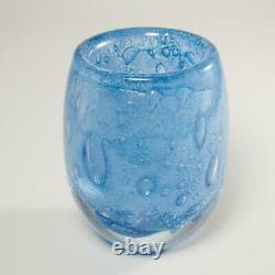 STROMBERGSHYTTAN BLUE GLASS VASE With INTERNAL BUBBLES