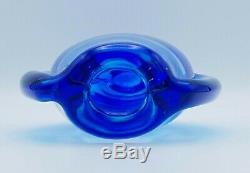 STUNNING! Cobalt Blue ART GLASS VASE CENTERPIECE SCULPTURE 8.5 Murano Style