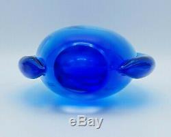 STUNNING! Cobalt Blue ART GLASS VASE CENTERPIECE SCULPTURE 8.5 Murano Style