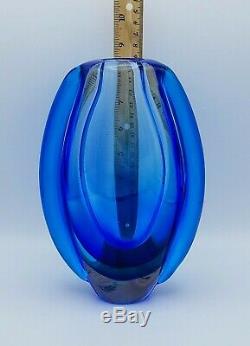 STUNNING! Cobalt Blue ART GLASS VASE CENTERPIECE SCULPTURE 8.5 Murano Style