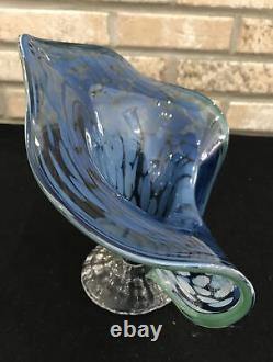 STUNNING Hand Blown Jack in the Pulpit Art Glass Calla Lily VASE COBALT BLUE