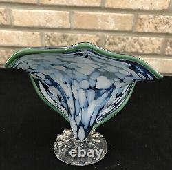 STUNNING Hand Blown Jack in the Pulpit Art Glass Calla Lily VASE COBALT BLUE