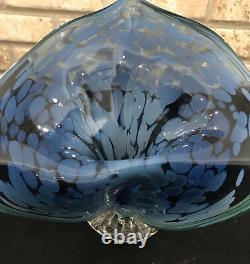 STUNNING Hand Blown Jack in the Pulpit Art Glass Calla Lily VASE COBALT BLUE