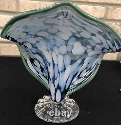 STUNNING Hand Blown Jack in the Pulpit Art Glass Calla Lily VASE COBALT BLUE