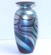 STUNNING John Gilvey Iridescent Peacock Dimple Art Glass Vase Blue Purple Teal