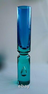 STUNNING Monumental Teardrop MURANO Casted Glass ITALY Vase Sculpture Aqua Blue