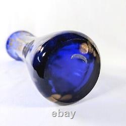 STUNNING VTG COBALT BLUE HANDMADE MURANO STYLE GLASS VASE With GOLD FLECKS 12.5