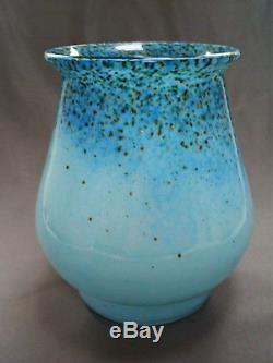 SUPERB SCOTTISH MONART PALE BLUE AVENTURINE ART GLASS VASE SHAPE RA VII 180 mm