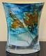 SYLVIA MONTAGNON SIGNED LACQUERED ART GLASS VASE Blue & Brown, 8 High, 6.5x3