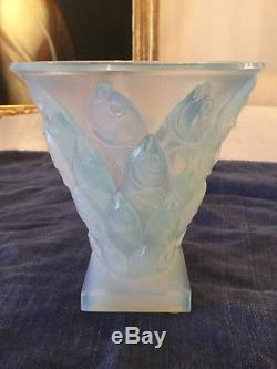 Sabino France Art Glass Art Deco Poissons Fish Opalescent Vase