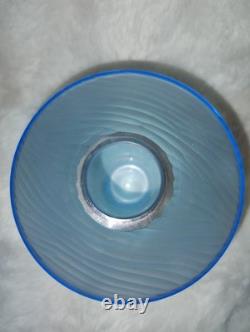 Salviati Murano Italy Battuto Glass Vase Signed 2002 Blue Modern