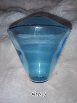 Salviati Murano Italy Battuto Glass Vase Signed 2002 Blue Modern Salviati Murano Italy Battuto Glass Vase Signed 2002 Blue Modern