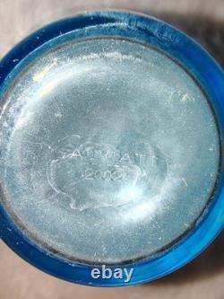 Salviati Murano Italy Battuto Glass Vase Signed 2002 Blue Modern