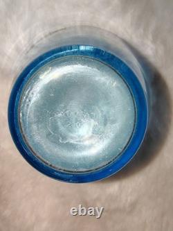 Salviati Murano Italy Battuto Glass Vase Signed 2002 Blue Modern