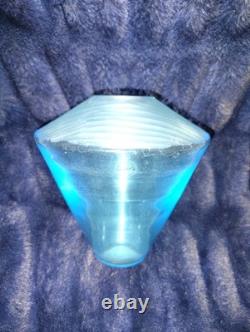 Salviati Murano Italy Battuto Glass Vase Signed 2002 Blue Modern