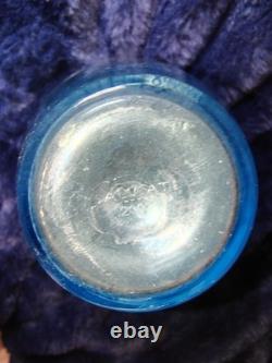Salviati Murano Italy Battuto Glass Vase Signed 2002 Blue Modern