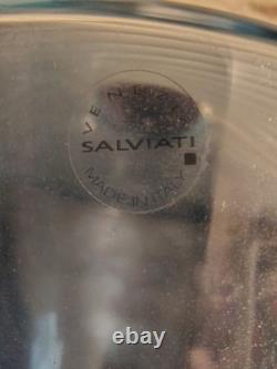 Salviati Murano Italy Battuto Glass Vase Signed 2002 Blue Modern