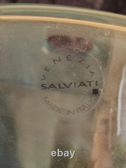 Salviati Murano Italy Battuto Glass Vase Signed 2002 Blue Modern