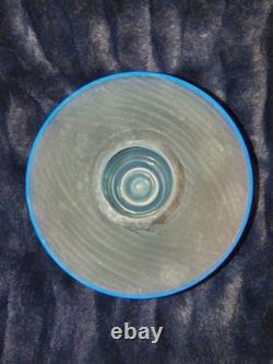 Salviati Murano Italy Battuto Glass Vase Signed 2002 Blue Modern