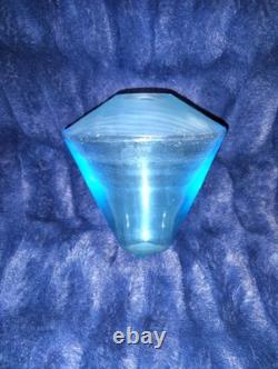 Salviati Murano Italy Battuto Glass Vase Signed 2002 Blue Modern