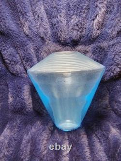 Salviati Murano Italy Battuto Glass Vase Signed 2002 Blue Modern