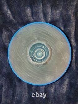 Salviati Murano Italy Battuto Glass Vase Signed 2002 Blue Modern