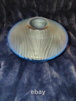 Salviati Murano Italy Battuto Glass Vase Signed 2002 Blue Modern