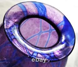 Sanyu Amethyst and Cobalt Veined Threading Art Glass Vase signed c 1961