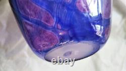 Sanyu Amethyst and Cobalt Veined Threading Art Glass Vase signed c 1961