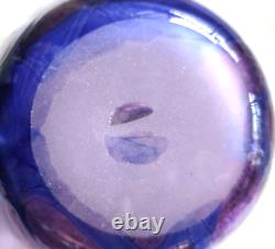 Sanyu Amethyst and Cobalt Veined Threading Art Glass Vase signed c 1961