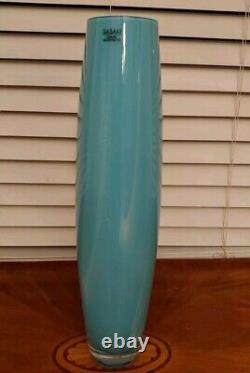 Sasaski Vase 20 Glass Vase Aqua Blue Turquoise Gorgeous Made In Poland