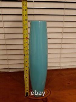 Sasaski Vase 20 Glass Vase Aqua Blue Turquoise Gorgeous Made In Poland