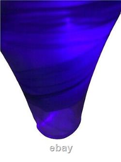 Scandinavian Recycled Orchid Vase Glass Peacock Blue Swirl GLOWS 11.5