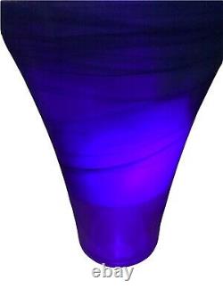 Scandinavian Recycled Orchid Vase Glass Peacock Blue Swirl GLOWS 11.5