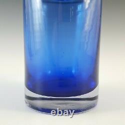 Scandinavian Style Retro Blue Cased Hooped Glass Romanian Vase