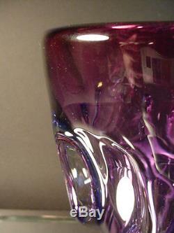 Scarce Seguso Glass Vintage Spiral Waved Purple & Sky Blue Vase Murano Eame Era