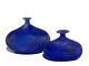 Scavo Blue Glass by Gino Cenedese Murano Design 1960s Pair of Bottles