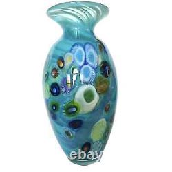 Seascape Classic Art Glass Vase Undersea Inspired Blues Mirini Signed Scotty NEW