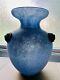 Seguso Murano Art Glass Pale Blue'Scavo' Vase Applied Prunts 10 X 7 C-1960's