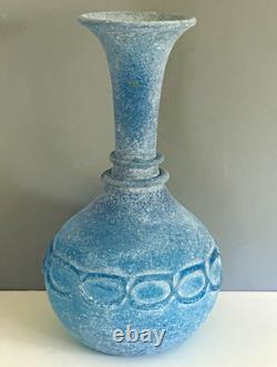 Seguso blue scavo Murano Italian glass vase 13.75 tall
