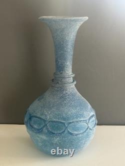 Seguso blue scavo Murano Italian glass vase 13.75 tall