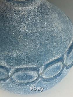 Seguso blue scavo Murano Italian glass vase 13.75 tall
