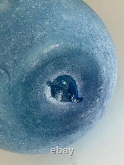 Seguso blue scavo Murano Italian glass vase 13.75 tall
