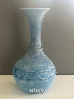 Seguso blue scavo Murano Italian glass vase 13.75 tall