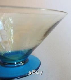 Set of 6 Steuben Blue & Amber Art Glass Sherbets c. 1925 American Antique vase