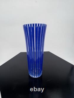 Set of 6 Striped Glass Vases Blue, Red, Yellow, Green, White, Purple Set of 6 Striped Glass Vases Blue, Red, Yellow, Green, White, Purple