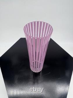 Set of 6 Striped Glass Vases Blue, Red, Yellow, Green, White, Purple