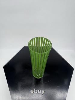 Set of 6 Striped Glass Vases Blue, Red, Yellow, Green, White, Purple