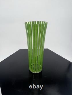 Set of 6 Striped Glass Vases Blue, Red, Yellow, Green, White, Purple